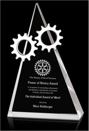 Silver Gear 8" Crystal Triangle Award