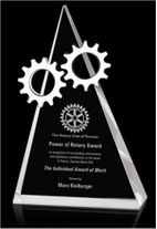 Silver Gear 8" Crystal Triangle Award