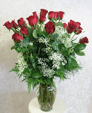 Red Roses 2 Dz with Babies Breath