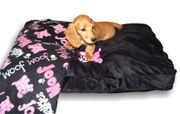 Black and Pink Dog Bed & Blankie Set