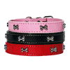 Bone Embellished Leather Dog Collar in Red
