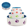Ceramic WOOF! Dog Dishes 4” Orange Paw