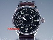 Black B Style Flieger Pilot Watch with Seagull ST36 6497 Movement