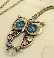 Vintage style colorful Owl charm - click to enlarge