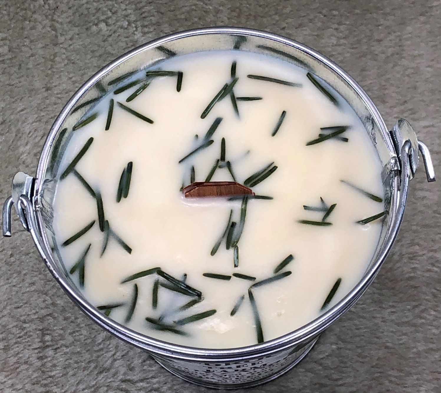 Bedrock Tree Farm Soy Fir candles in a galvanized Pail