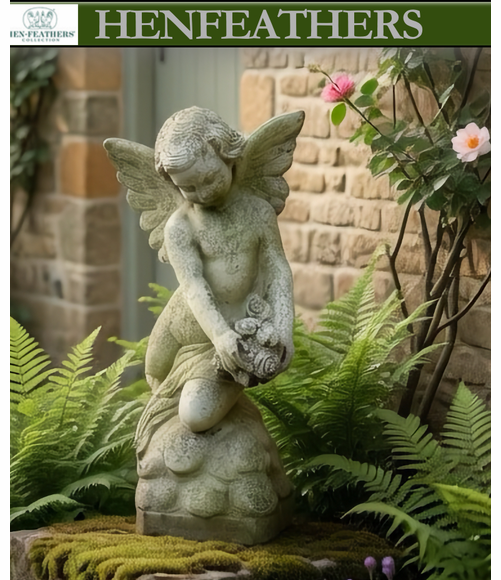Angel with Rose Bouquet Sculpture
