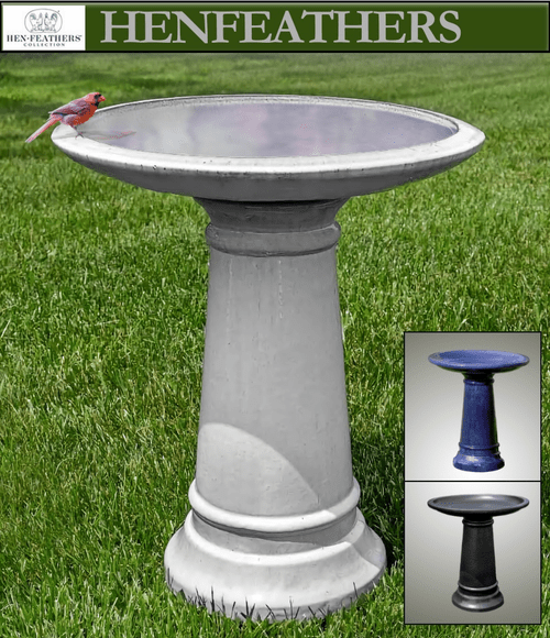 Birdbath Glazed Terracotta HenFeathers
