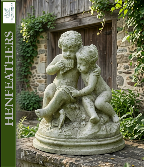 Cherub Pan Pipes Duet Sculpture