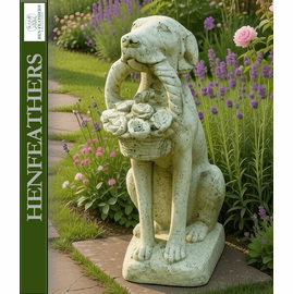 Classic English Dog with Basket Sculpture