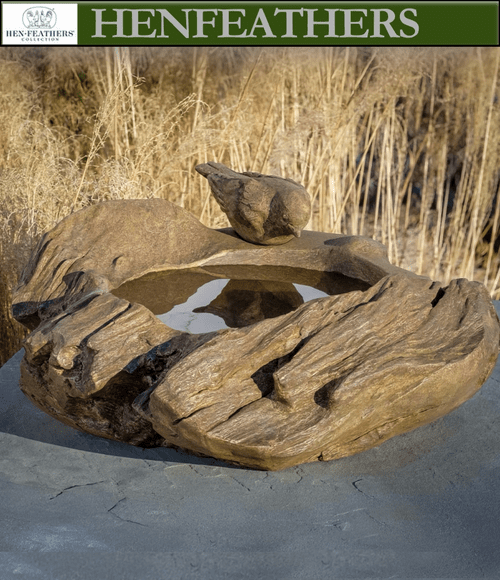 Driftwood Perch Faux Bois Birdbath