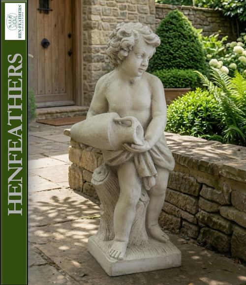 Garden Cherub with Water Jug Sculpture