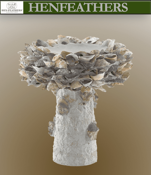 Hampton Oyster Shell Small Faux Bois Birdbath