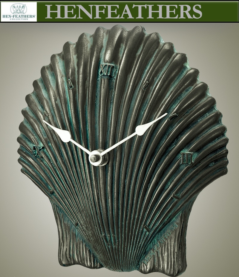 Large Scallop Shell Clock Antique Aegean - HenFeathers