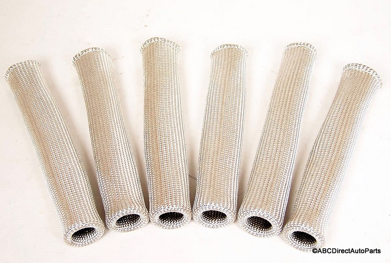 Silver Spark Plug Wire High Heat Boot Protector Cover 6 CYL