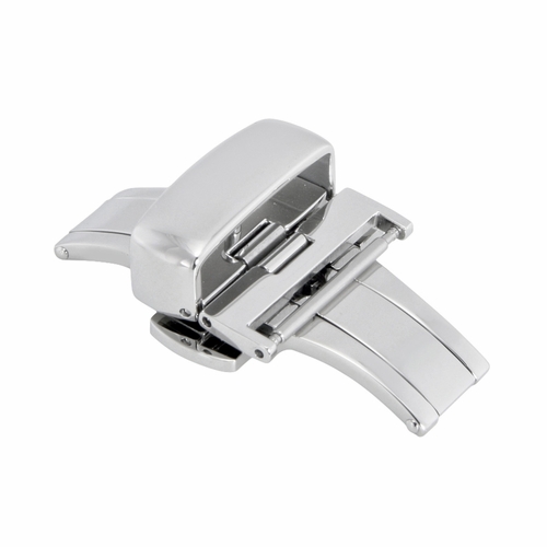 16mm Shiny Silver-tone Push Button Butterfly Clasp