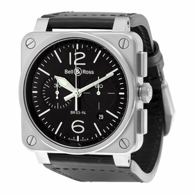 Bell and Ross BR0394-BL-SI/SCA Aviation Mens Chronograph Automatic Watch