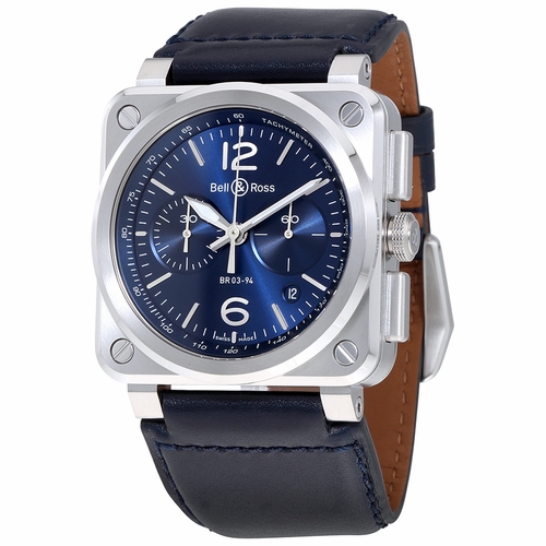 Bell and Ross BR0394-BLU-ST/SCA Aviation Mens Chronograph Automatic Watch