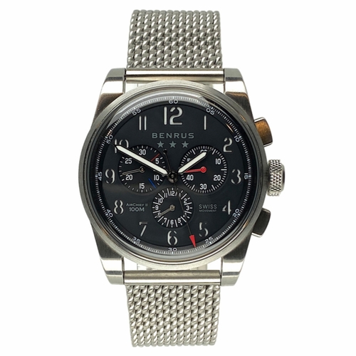Benrus AC3-SA-BK-SM Air Chief II Mens Chronograph Quartz Watch Benrus AC3-SA-BK-SM Air Chief II Mens Chronograph Quartz Watch