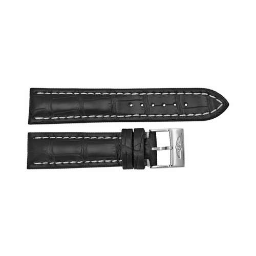 Breitling Black Strap with a Stainless Steel Tang Buckle 22-20mm
