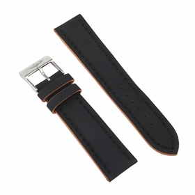 Breitling Black Leather Strap with Orange Trimiming on Stainless Steel Tang Buckle 22 mm - 20 mm