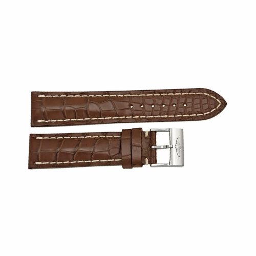 Breitling Strap Brown Leather Strap with White Stitching and a Stainless Steel Tang Buckle 22-20mm