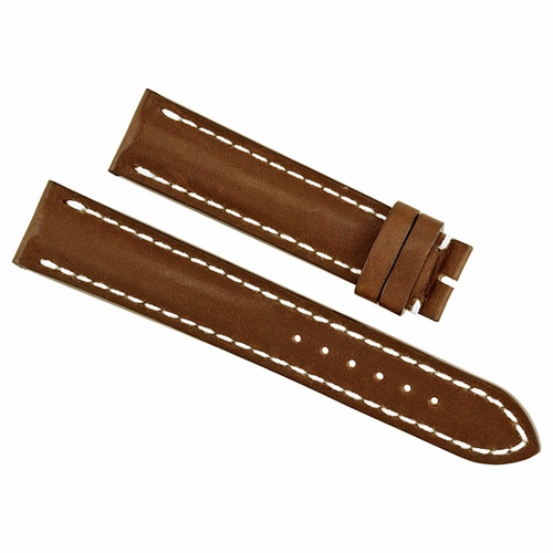Breitling Brown Leather Watch Band Strap with White contrast Stitching 20-18mm