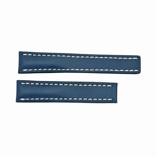 Breitling Strap styled in Blue Leather and White Stitching 20-18mm Breitling Strap styled in Blue Leather and White Stitching 20-18mm