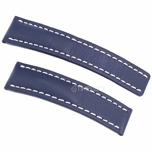 Breitling Strap styled in Blue Leather and White Stitching 22-20mm