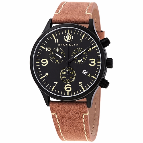 Brooklyn Watch Co. 307-BLK-3 Bedford Brownstone II Mens Chronograph Quartz Watch
