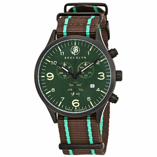 Brooklyn Watch Co. 309-J-08-NSGRN Bedford Brownstone Mens Chronograph Quartz Watch Brooklyn Watch Co. 309-J-08-NSGRN Bedford Brownstone Mens Chronograph Quartz Watch