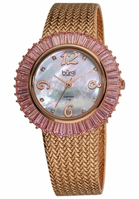 Burgi BUR076PK Faceted Crystal Bezel Ladies Quartz Watch