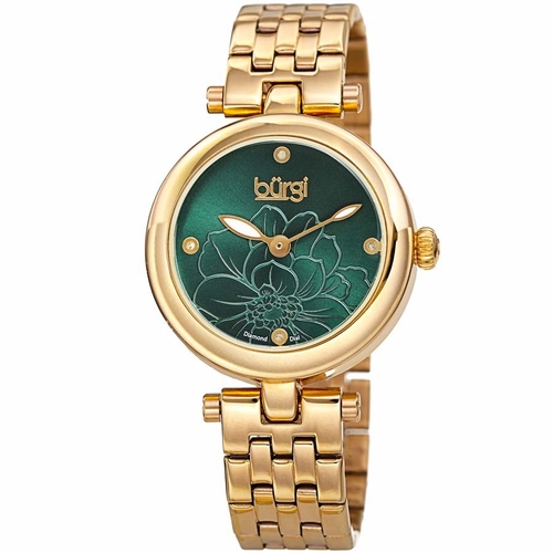 Burgi BUR223GN Flower Marker Ladies Quartz Watch