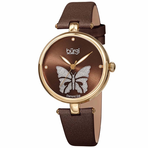 Burgi BUR233BR Pretty Butterfly Ladies Quartz Watch