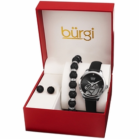 Burgi BUR244SSB-S Diamond Accented Flower Ladies Quartz Watch