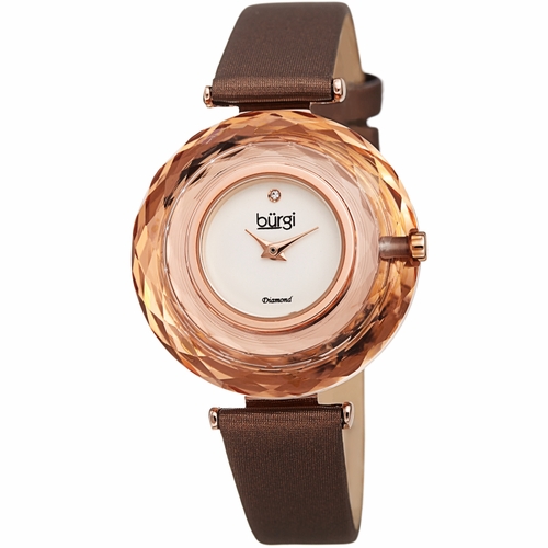 Burgi BUR252BR Faceted Crystal Bezel Ladies Quartz Watch