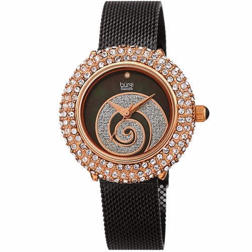 Burgi BUR259BK Swirl Ladies Quartz Watch