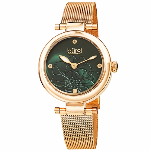 Burgi BUR260YGN Flower Marker Ladies Quartz Watch