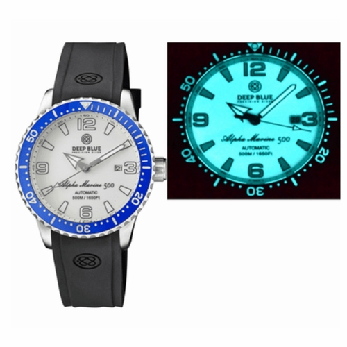 Deep Blue AM5003BLUEWHITESTRAP Alpha Marine Mens Automatic Watch