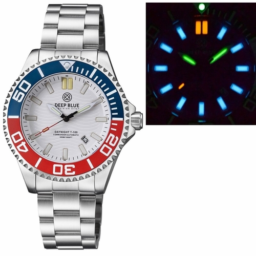 Deep Blue COMTRTPEPSWHTBRAC Daynight Mens Automatic Watch