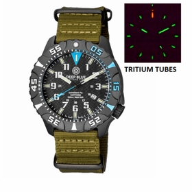 Deep Blue DAYNIGHTPC2BLUEOLIVE Daynight Tritium Pc Quartz Diver Unisex Quartz Watch