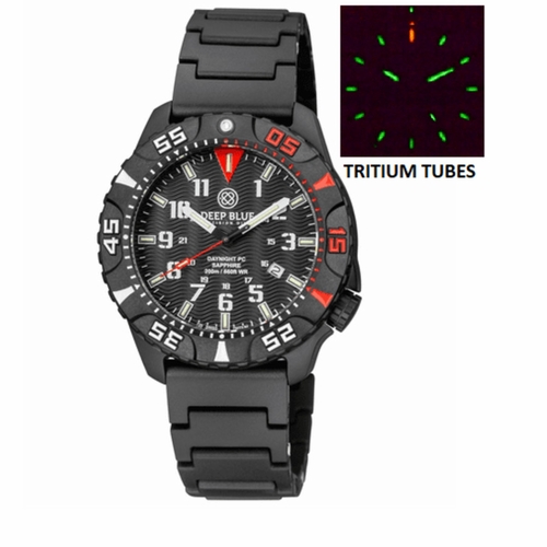 Deep Blue DAYNIGHTPC2REDBRACE Daynight Tritium Pc Quartz Diver Unisex Quartz Watch