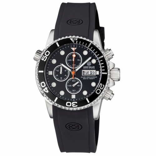 Deep Blue DIVER40CHRONOBLKBLK Diver 1000 Chronograph Diver Unisex Chronograph Quartz Watch