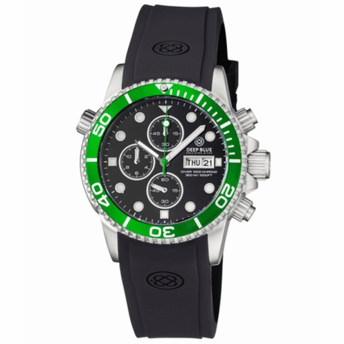 Deep Blue DIVER40CHRONOGREENBEZL Diver 1000 Quartz Chronograph Diver Unisex Chronograph Quartz Watch