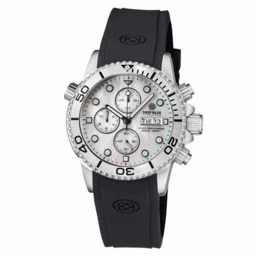 Deep Blue DIVER40CHRONOWHITEMOP Diver 1000 Quartz Chronograph Diver Unisex Chronograph Quartz Watch