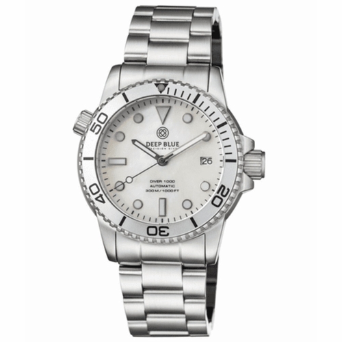 Deep Blue DIVER40SILWHTMOPBRAC Diver 1000 Unisex Automatic Watch