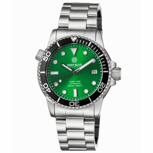 Deep Blue DIVER40SUNRAYGREENBRAC Diver 1000 Unisex Automatic Watch