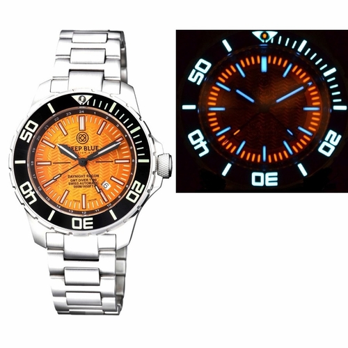 Deep Blue DNIGHTT1002893ORANGE Daynight Swiss Automatic Tritium Mens Automatic Watch