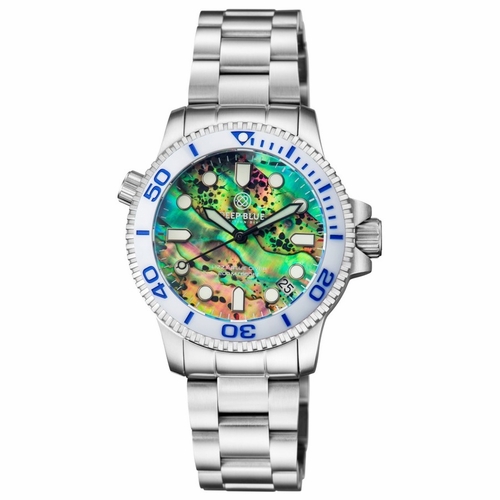 Deep Blue LIZBWHTBLUEBEZABALONE4 Lizzy Blue Diver Ladies Quartz Watch