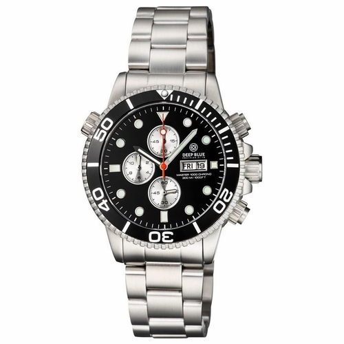 Deep Blue MASTER1KCHRONOBLKBEZSILVERSUBDIALSBRACEL Master 1000 Quartz Chronograph Diver Unisex Chronograph Quartz Watch Deep Blue MASTER1KCHRONOBLKBEZSILVERSUBDIALSBRACEL Master 1000 Quartz Chronograph Diver Unisex Chronograph Quartz Watch