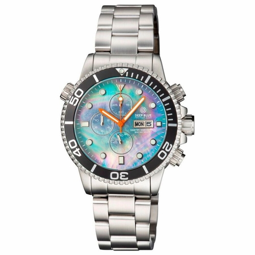 Deep Blue MASTER1KCHRONOBLKMOPBRACE Master 1000 Quartz Chronograph Diver Unisex Chronograph Quartz Watch